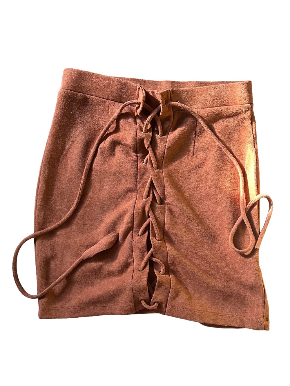 Windsor Rust Lace-Up Suede Mini Skirt